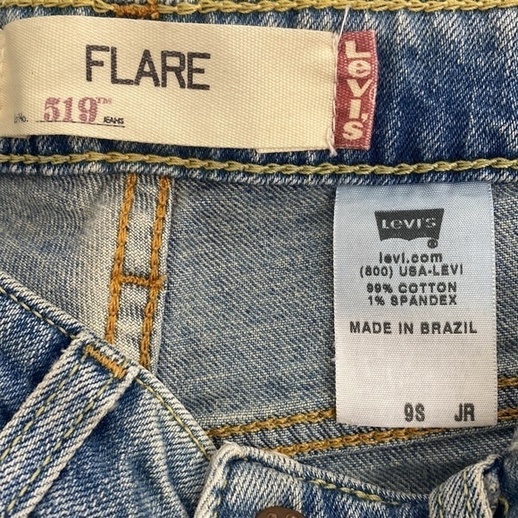 LEVI’S 519 Y2K Flare Leg Denim Jeans Size 9 Short Retro Style Mid-Hi Rise - Picture 7 of 8